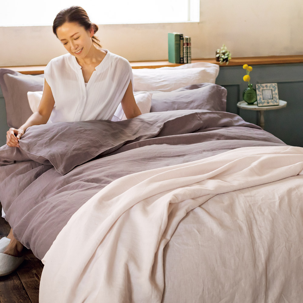 ≪ダブルロング≫ LINEN & BASIC リネン100％カバーリング 掛け布団カバー 掛け布団カバー 布団カバー シーツ 646705