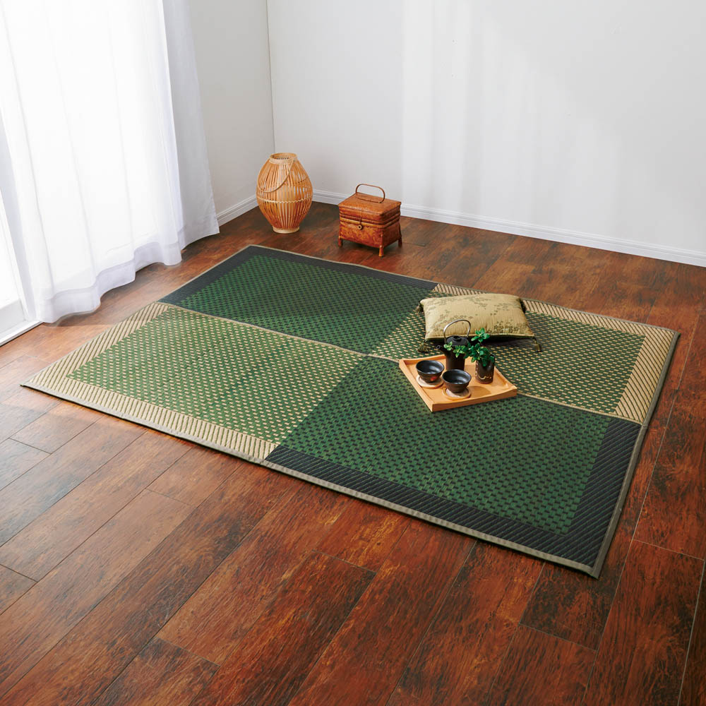 ≪裏なし 約95×190cm≫ 紋織い草ラグ「まどか」 カーペット ラグ マット 647530