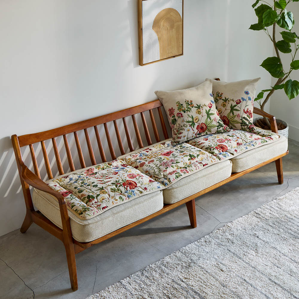 ≪2人用 約48×120cm≫ポルトガル製ジャカード織りシートクッション 椅子 カバー類 647118