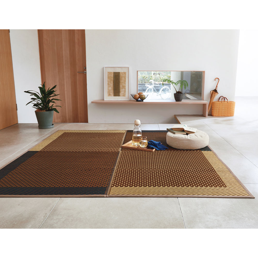 ≪裏なし 約95×190cm≫ 紋織い草ラグ「まどか」 カーペット ラグ マット 647530