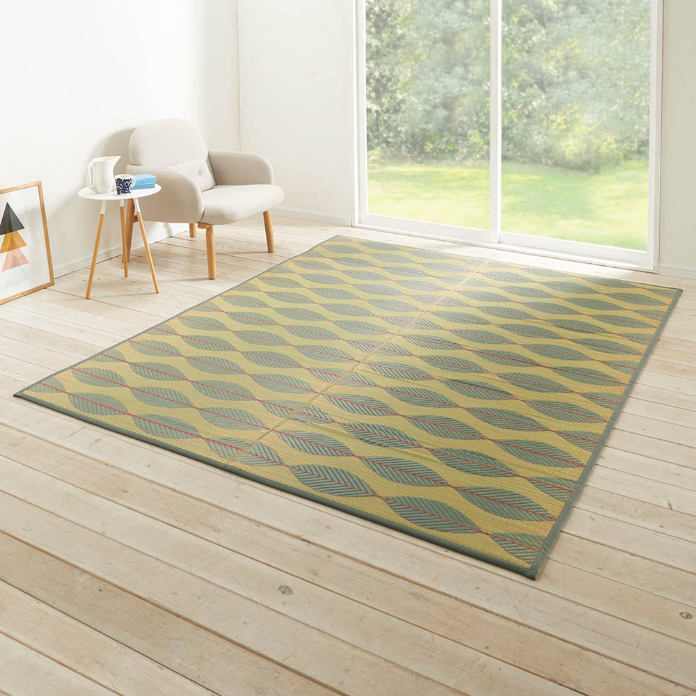 ≪裏付き・6畳 約261×348cm≫ い草上敷き〈リーブス〉 カーペット ラグ マット 654442