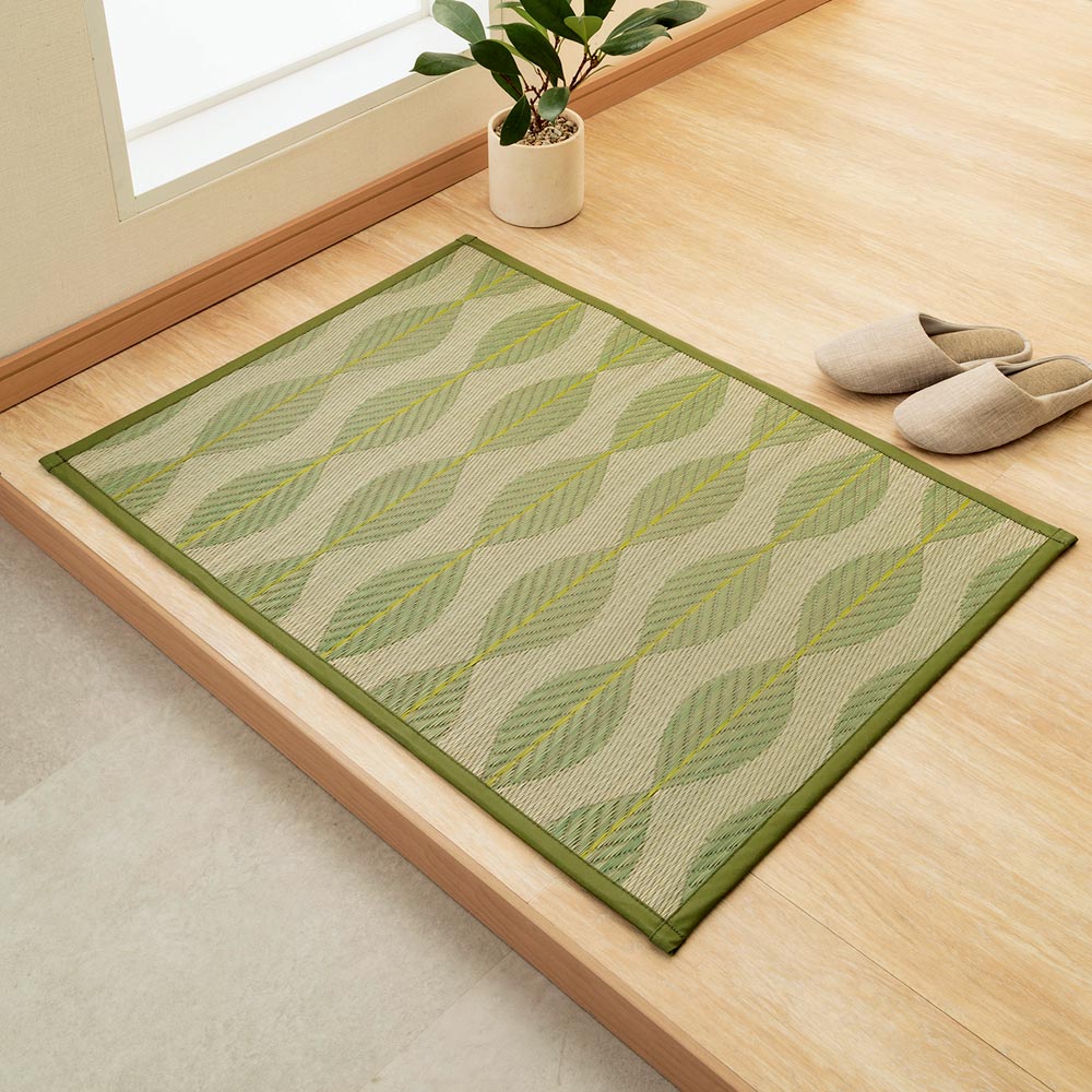 ≪約67×90cm≫ い草インテリアマット〈リーブス〉（厚さ約5mm） 玄関マット カーペット ラグ マット 654444