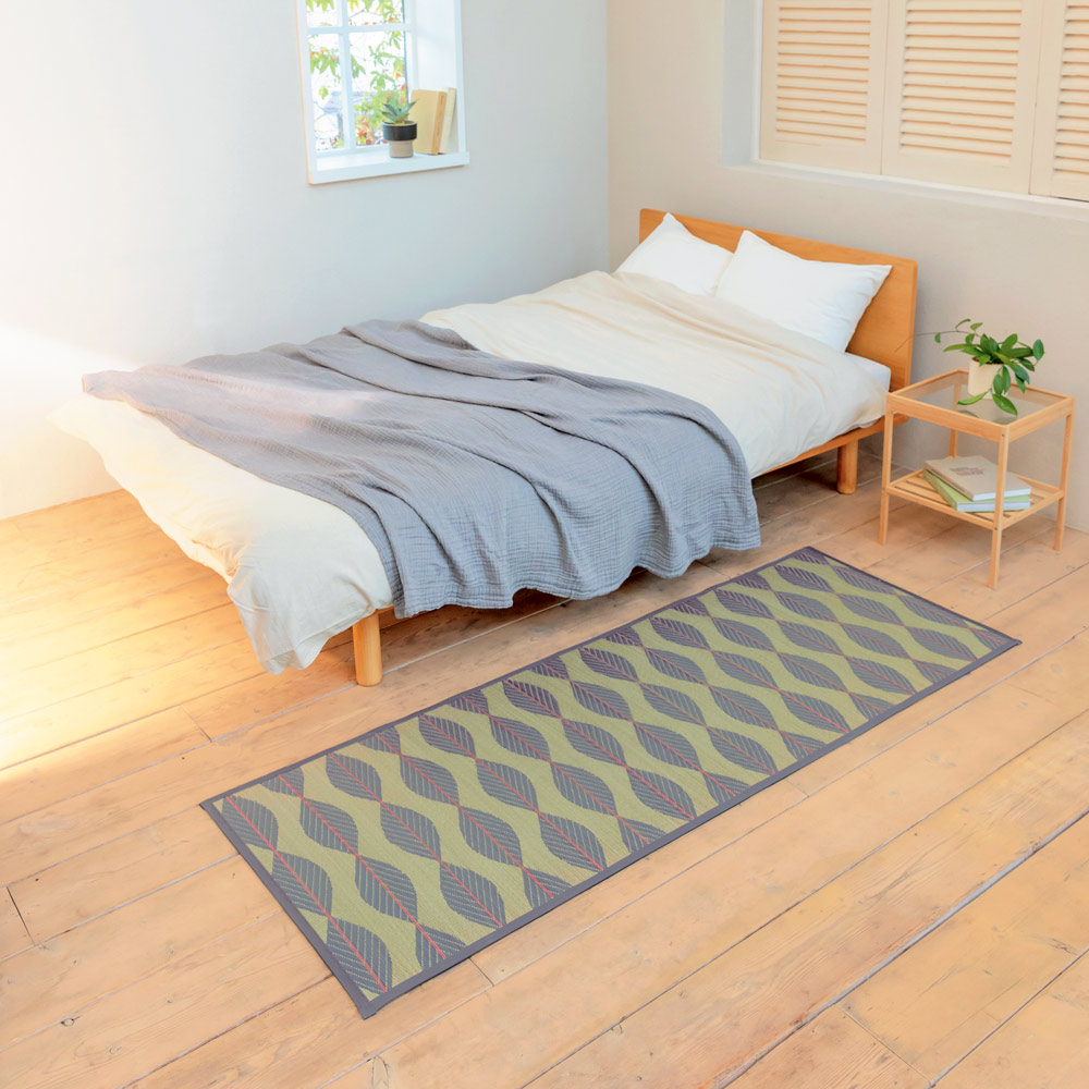 ≪約67×240cm≫ い草インテリアマット〈リーブス〉（厚さ約5mm） 玄関マット カーペット ラグ マット 654447