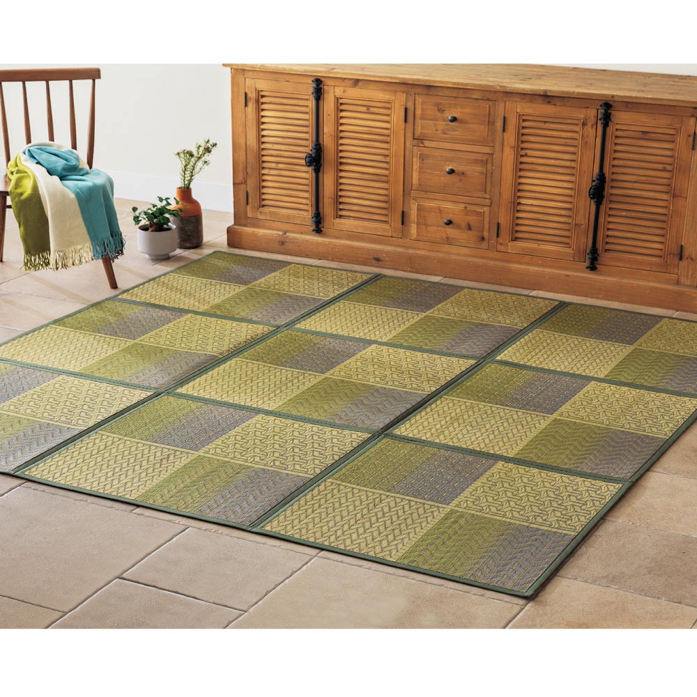 ≪約133×133cm≫ 折りたためるい草ラグ 裏付き（厚さ約5mm） カーペット ラグ マット 654477