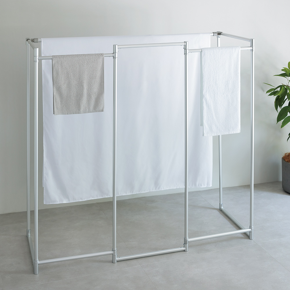 出しっぱなしでも美しい 新スタイリッシュアルミ物干し 竿付き5連ハイタイプ 洗濯物干し台 洗濯用品 物干し 651718