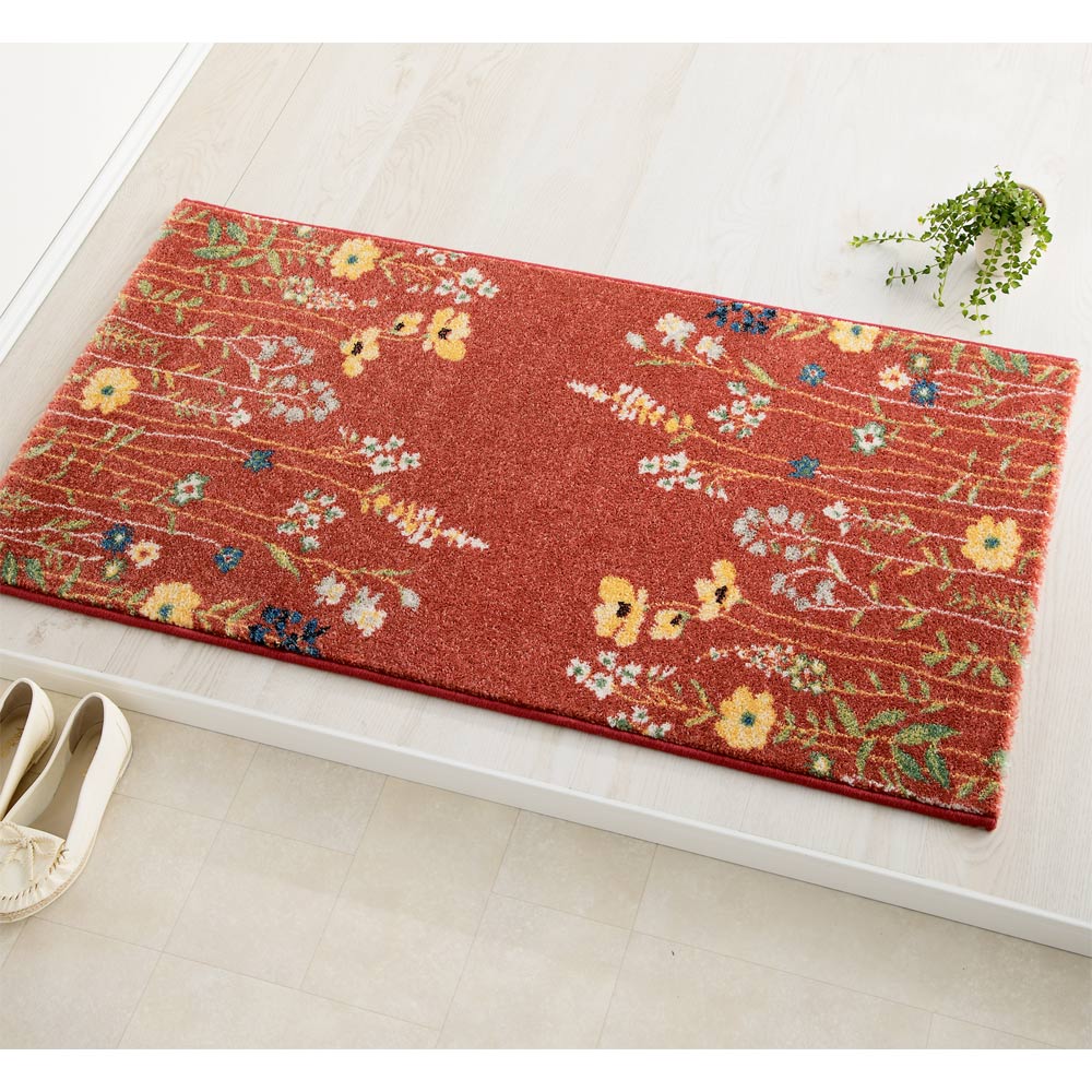 ≪約60×90cm≫ ベルギー製ウィルトン織 花柄マット 玄関マット カーペット ラグ マット 684617