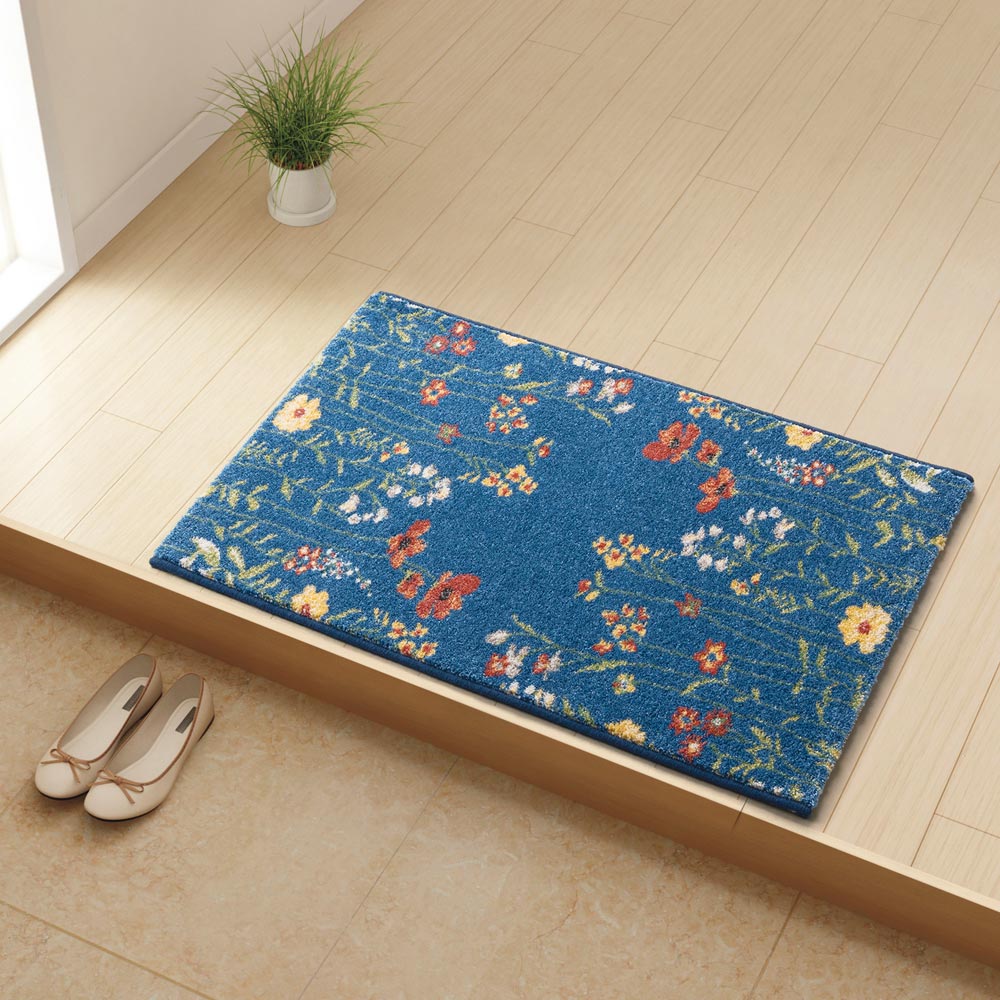 ≪約67×120cm≫ ベルギー製ウィルトン織 花柄マット 玄関マット カーペット ラグ マット 684618
