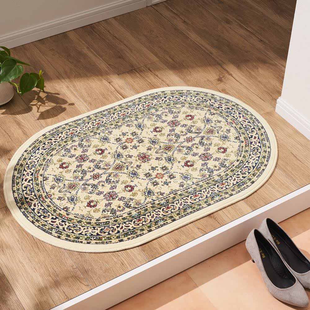洗える抗菌防臭加工 モケット織マット〈ポーロ〉 だ円約60×90cm ラグ 絨毯 カーペット マット 684806
