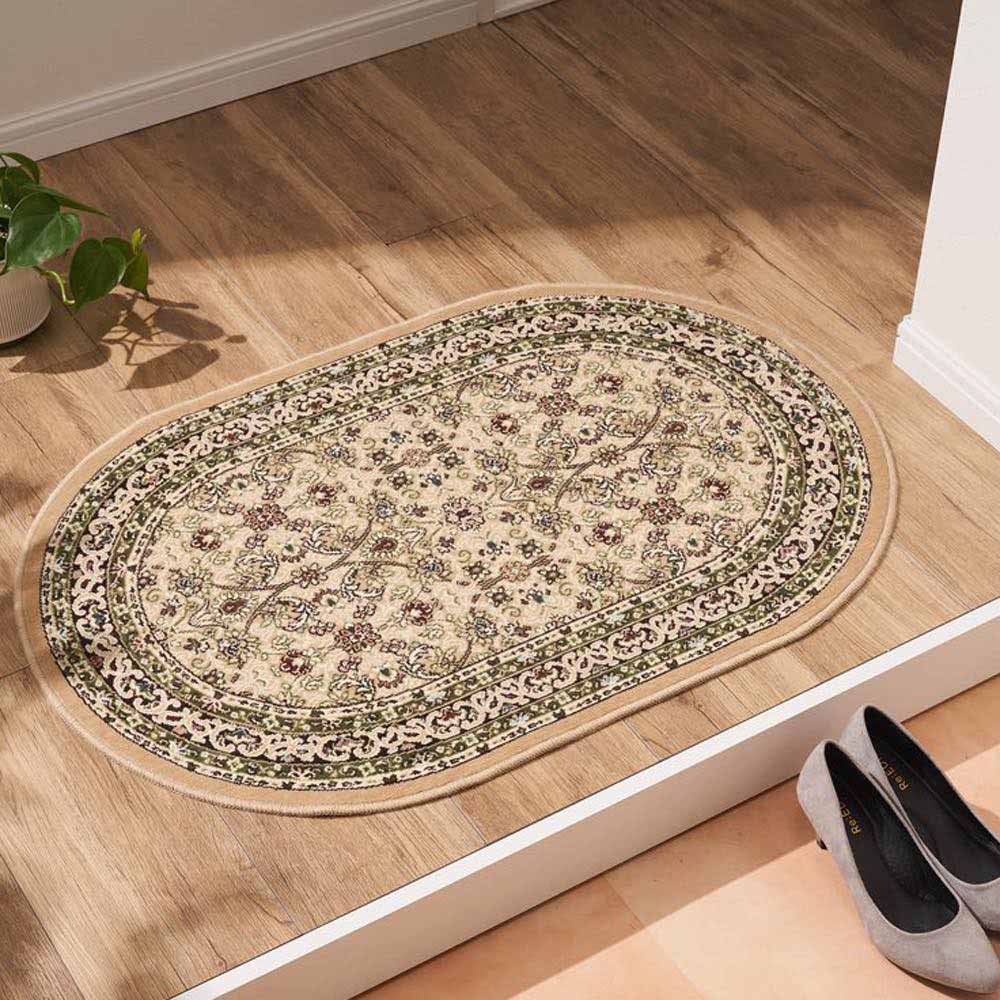 洗える抗菌防臭加工 モケット織マット〈ポーロ〉 だ円約60×90cm ラグ 絨毯 カーペット マット 684806