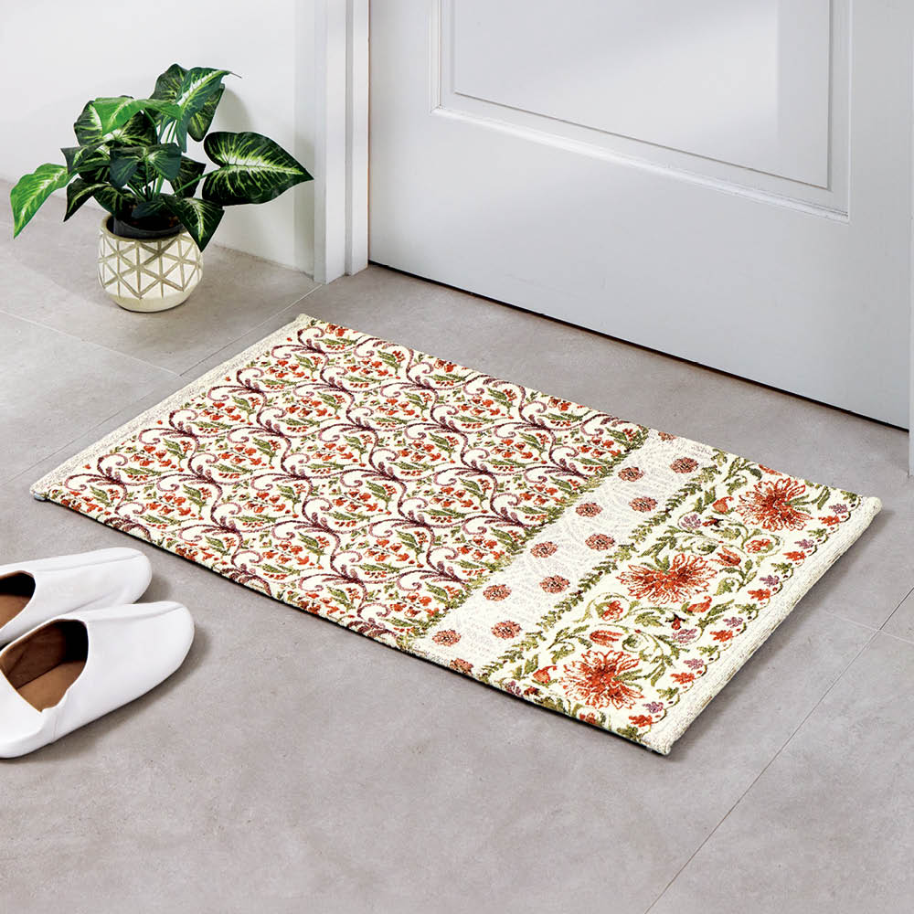 ≪約60×90cm≫ ゴブラン風シェニールマット〈ブルーメン〉 玄関マット カーペット ラグ マット 684906