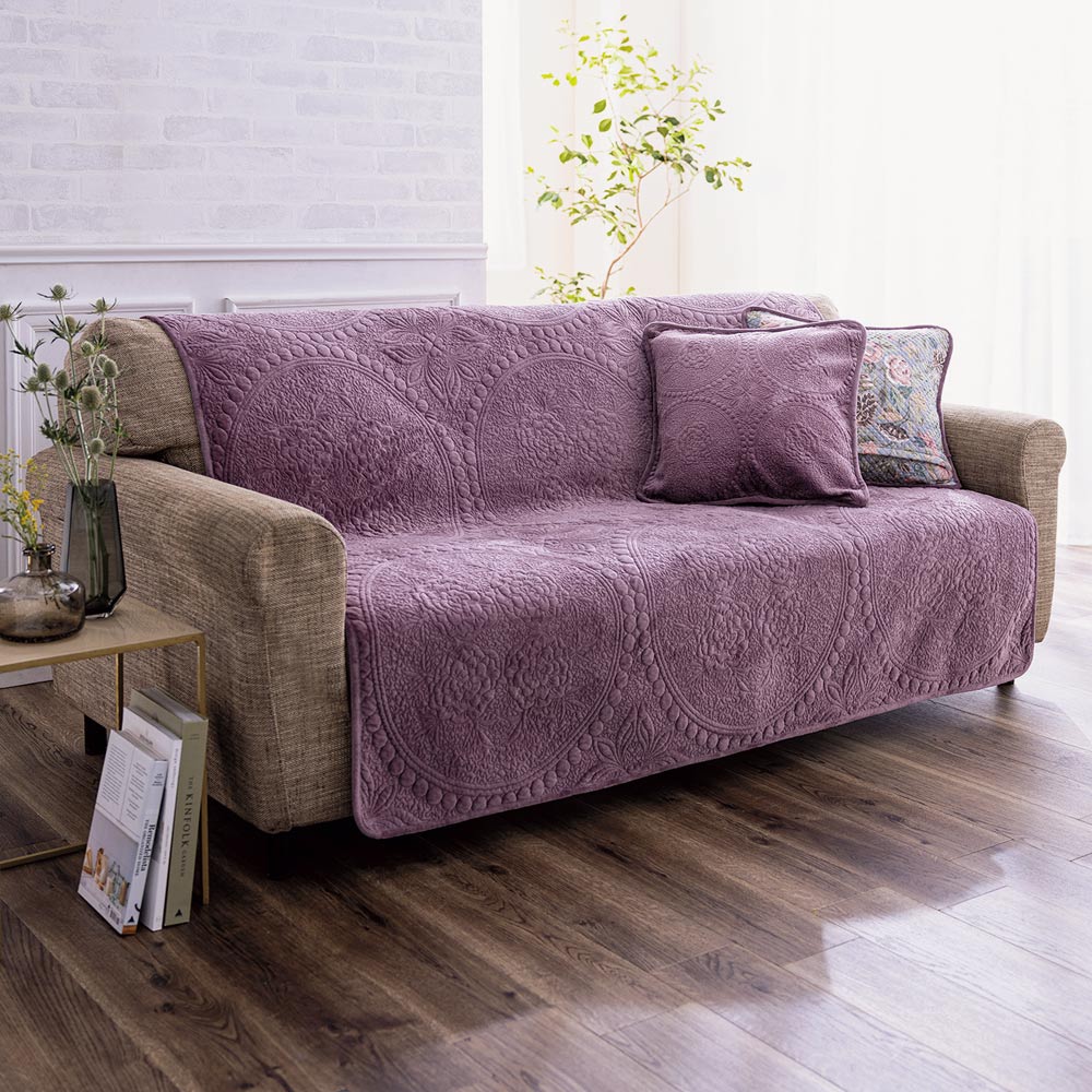 ≪3人掛ワイド≫ マイクロファイバー×コットン リバーシブルフラワー ソファカバー 人掛けソファーカバー ソファーカバー 684405