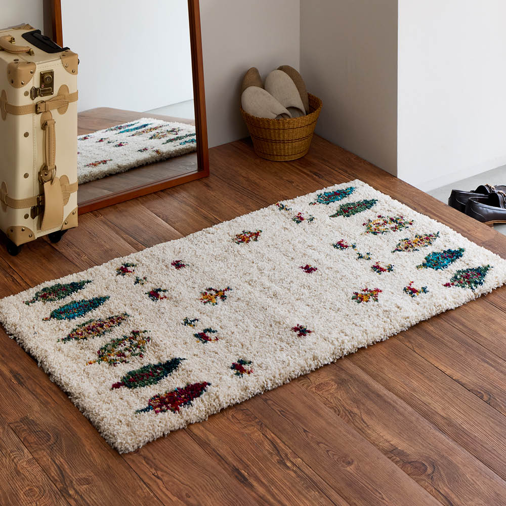 ≪約60×90cm≫ トルコ製 ウィルトン織ギャッベ調ナチュラルマット 玄関マット カーペット ラグ マット 684605
