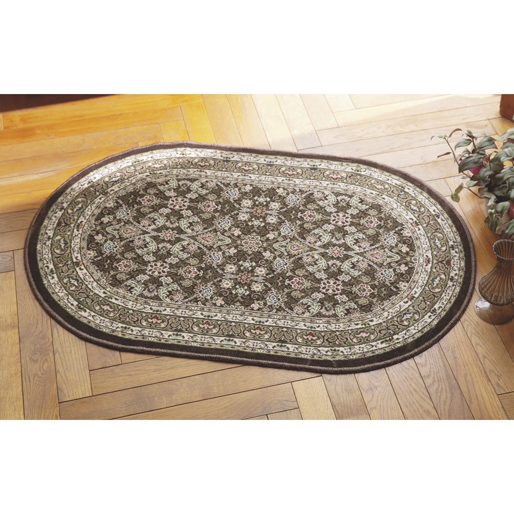 洗える抗菌防臭加工 モケット織マット〈ポーロ〉 だ円約60×90cm ラグ 絨毯 カーペット マット 684806