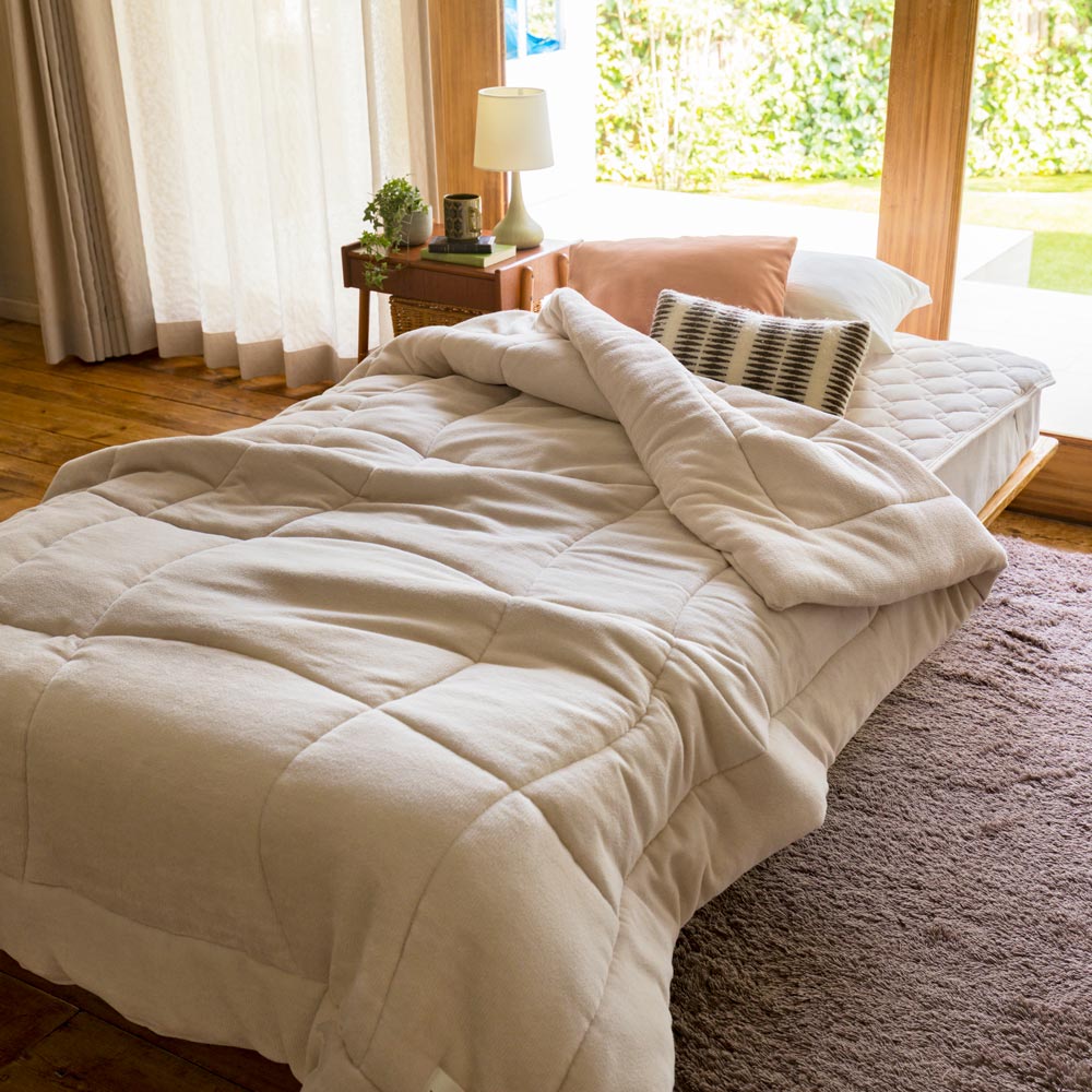 ≪ダブルセット≫【ディノス限定販売】ヒートループ(R)ナチュラルプラス お得な掛け+敷きセット 敷きパッド ベッドパッド 610716