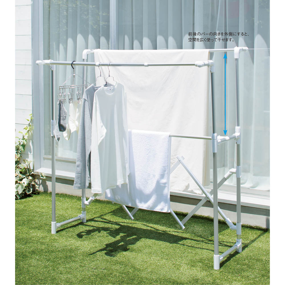 ミニマムビッグ物干し ワイドタイプ（キャスターなし） 室内 屋外 洗濯物干し台 洗濯用品 物干し 612206