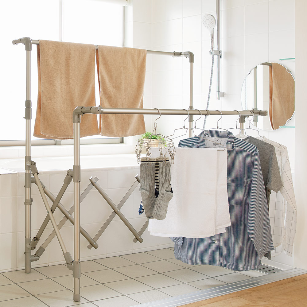 ミニマムビッグ物干し 奥行伸縮 ワイドタイプ 室内 屋外 洗濯物干し台 洗濯用品 物干し 612273