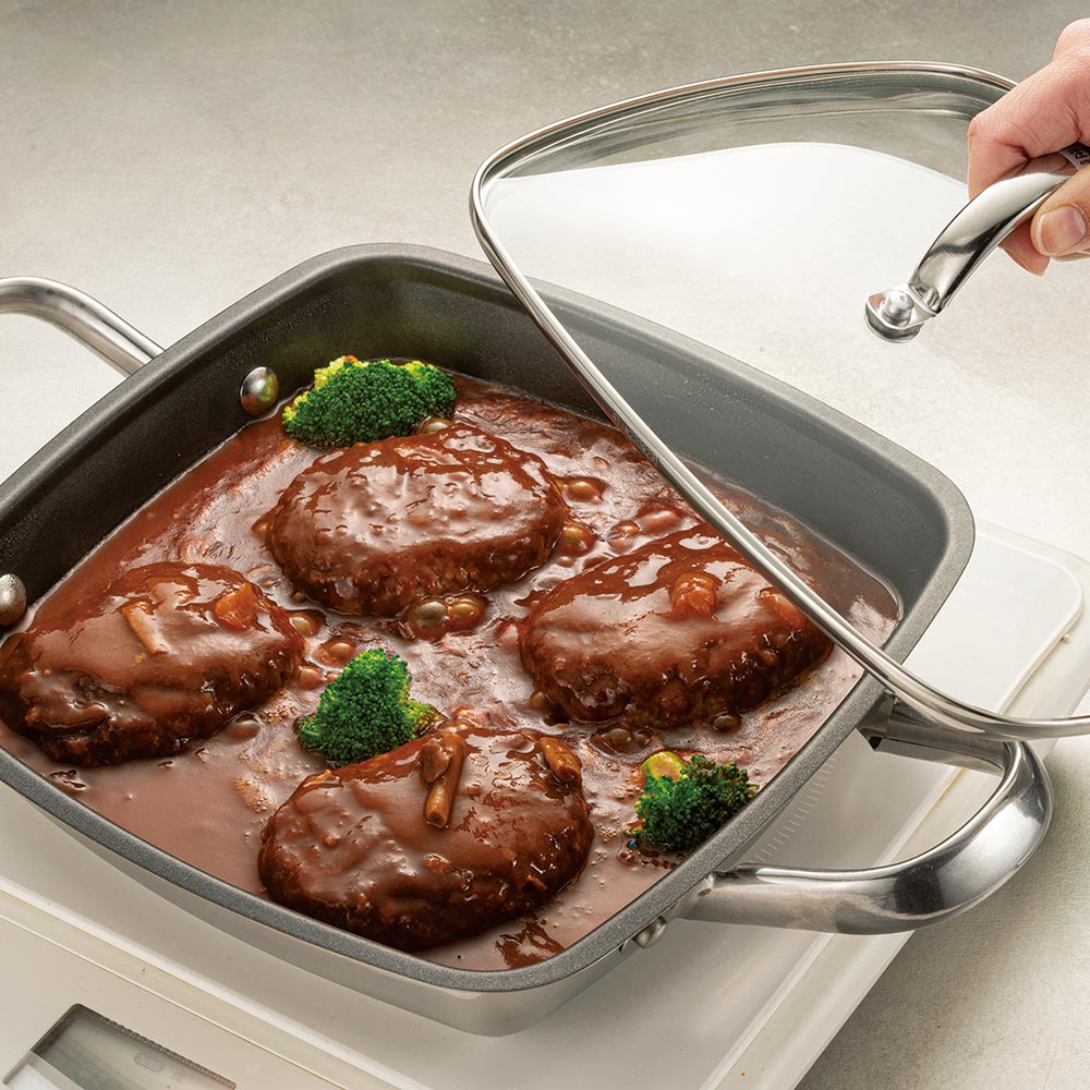 【新品未使用】MEYER マイヤー スクエアグリルパン 24cm レシピ付き MEYER/マイヤー スクエアグリルパン 限定レシピ ディノスANAmall店