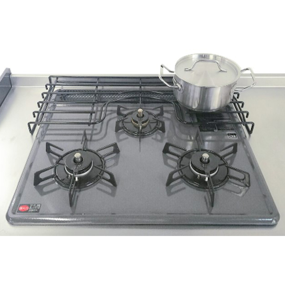 耐荷重20kgのホーロー加工のコンロ奥ラック コンロ幅60cm用 コンロ周り収納 キッチン用品収納 613912