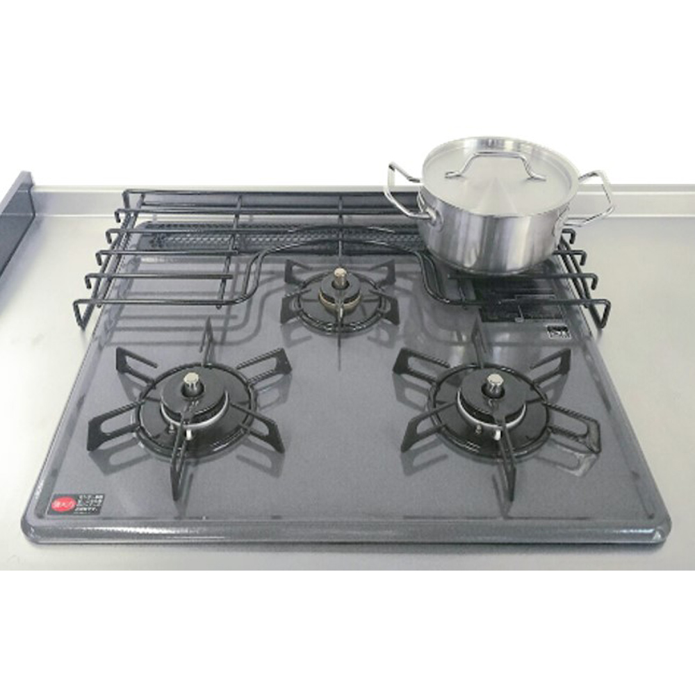 耐荷重20kgのホーロー加工のコンロ奥ラック コンロ幅75cm用 コンロ周り収納 キッチン用品収納 613913