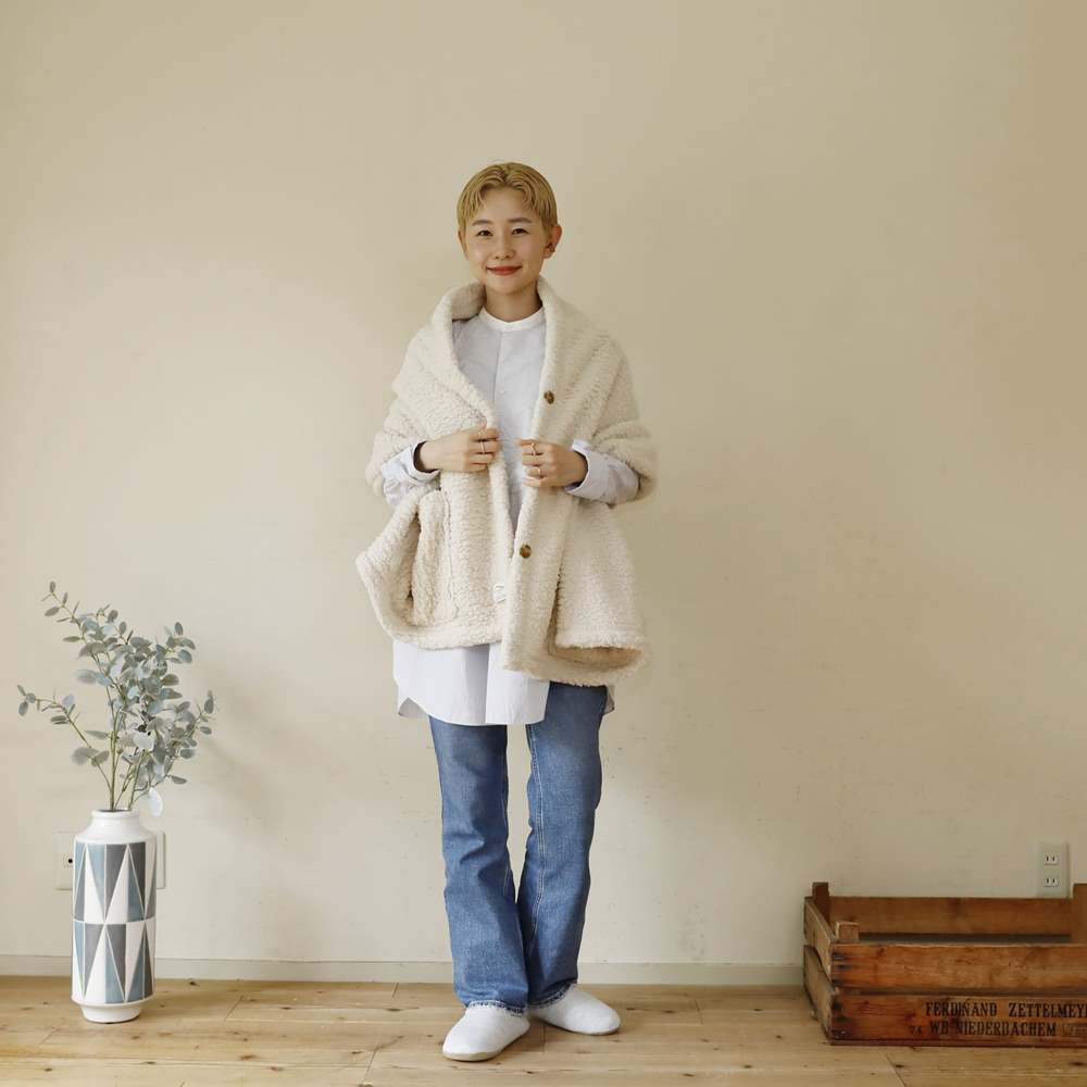 吸湿発熱素材であったか！着る毛布ポケット付きストール レディース 冬用 614880