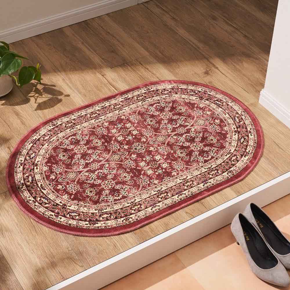 洗える抗菌防臭加工 モケット織マット〈ポーロ〉 だ円約60×90cm 洗えるラグ カーペット ラグ マット 615710