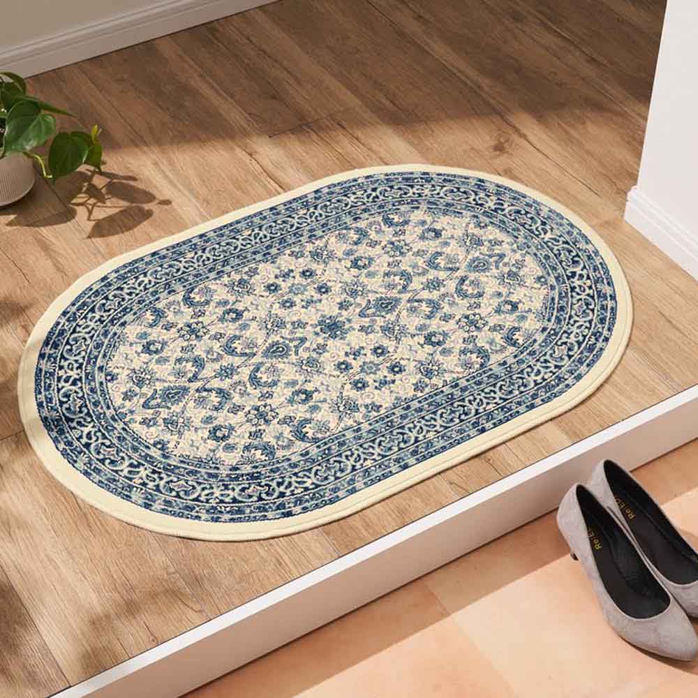 洗える抗菌防臭加工 モケット織マット〈ポーロ〉 だ円約60×90cm 洗えるラグ カーペット ラグ マット 615710