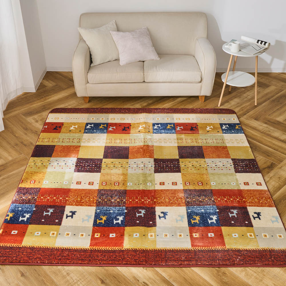 ≪約200×300cm≫ ギャッベ柄フランネルラグ ラグ 絨毯 カーペット マット 611140