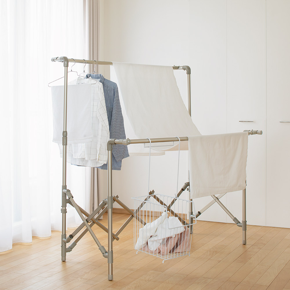 ミニマムビッグ物干し 奥行伸縮 通常タイプ 室外 ベランダ向け物干し 洗濯用品 物干し 612272