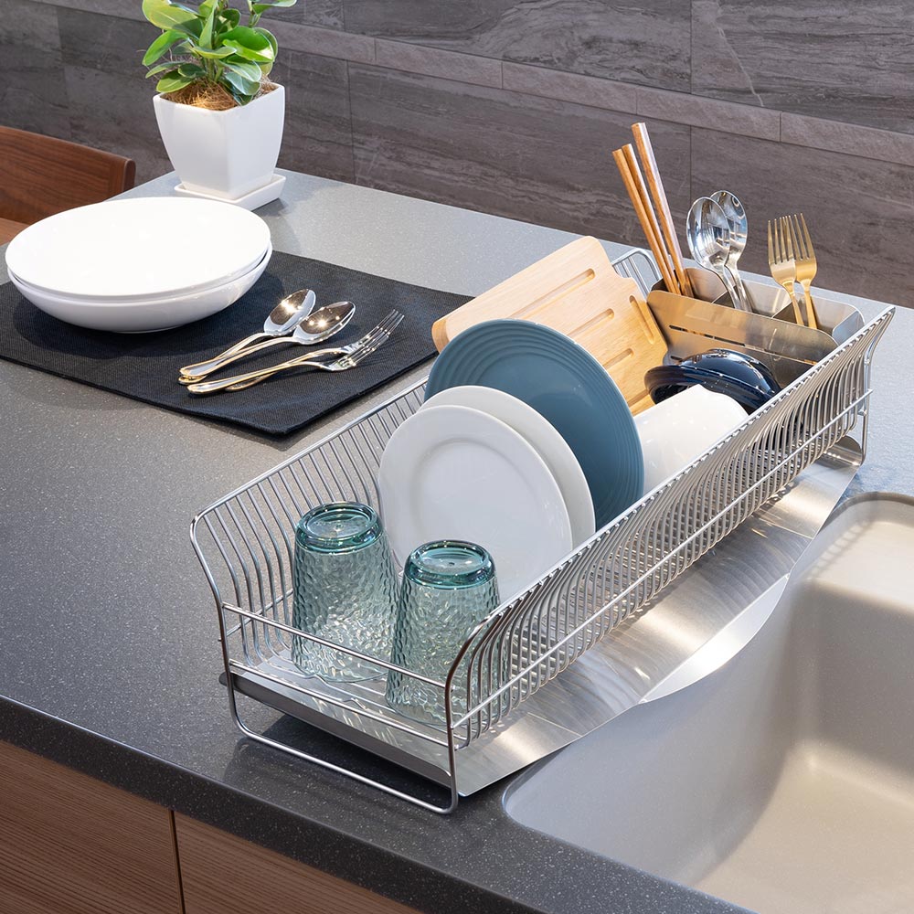 hanauta/ハナウタ 皿を縦にも横にも置ける水切り ロング たて置き 箸立てなし 水切りかご ラック シンク周り用品 613906