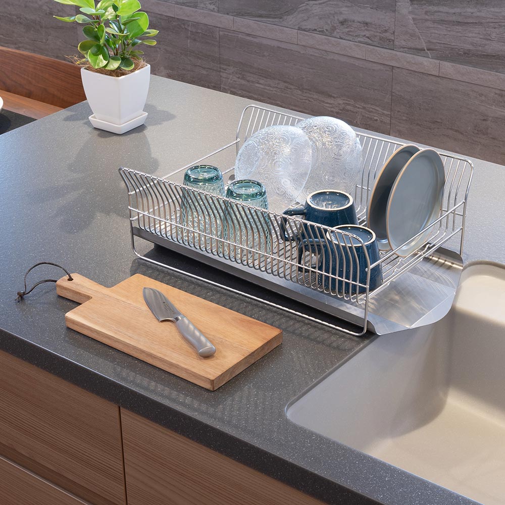 hanauta/ハナウタ 皿を縦にも横にも置ける水切り ワイド よこ置き 箸立てなし 水切りかご ラック シンク周り用品 613908