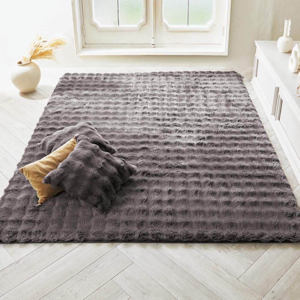 ≪約130×190cm≫ Lapin Luxe/ラパンリュクス はっ水ファー調ラグ 洗えるラグ カーペット ラグ マット 615508