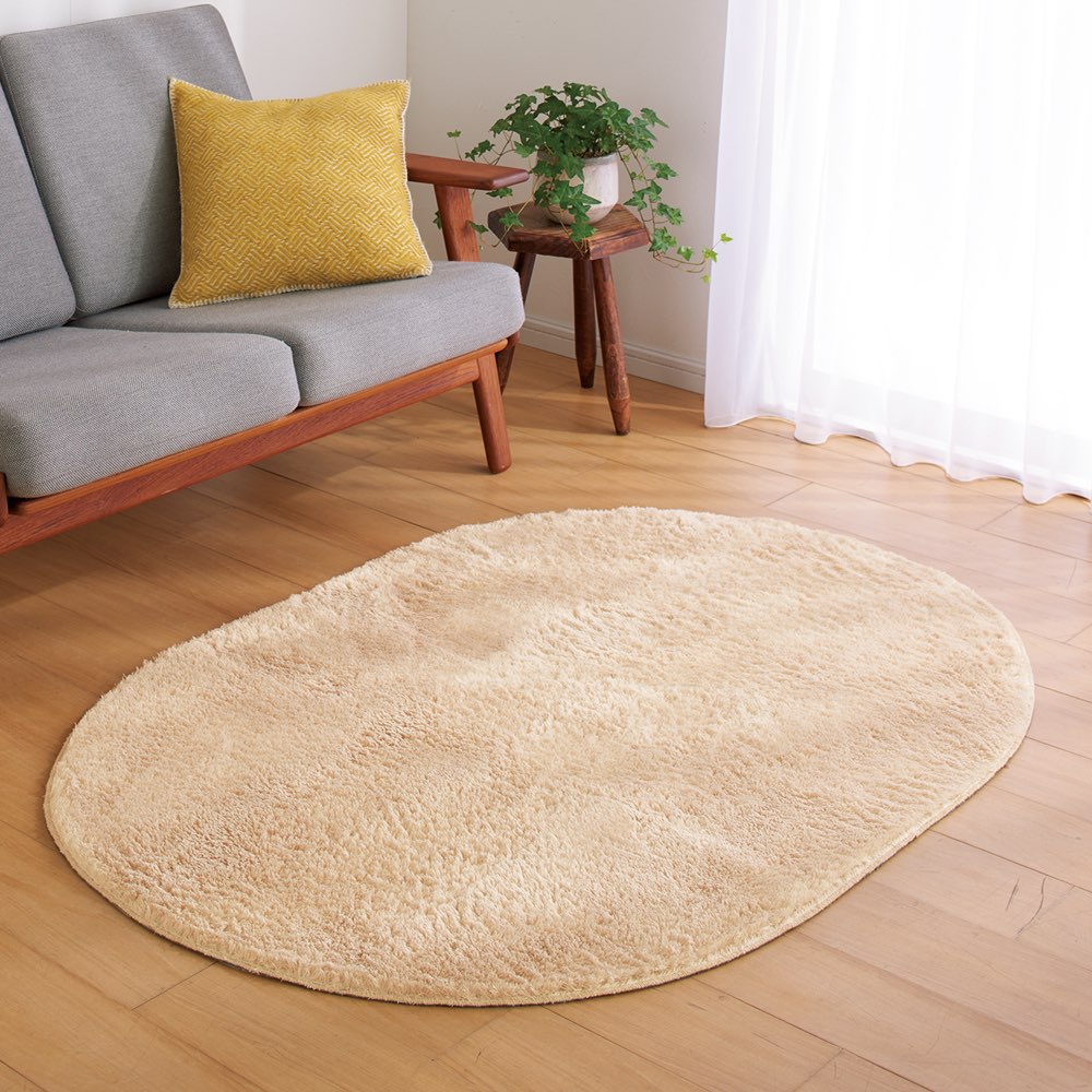 ≪楕円・約100×150cm≫ やわらかマイクロファイバーの多色シャギーラグ〈ラルジュ〉洗えるタイプ 洗えるラグ カーペット ラグ マット 616009