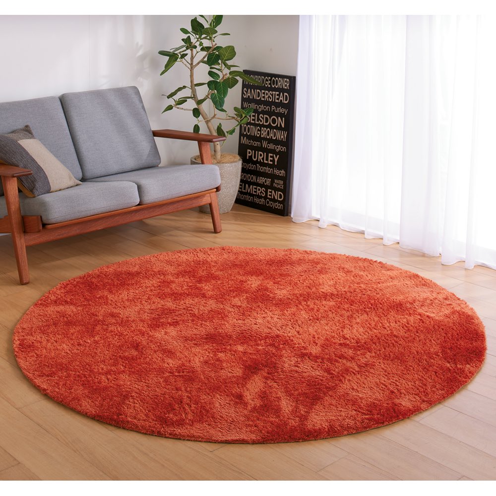 ≪楕円・約100×150cm≫ やわらかマイクロファイバーの多色シャギーラグ〈ラルジュ〉洗えるタイプ ラグ 絨毯 カーペット マット 691409