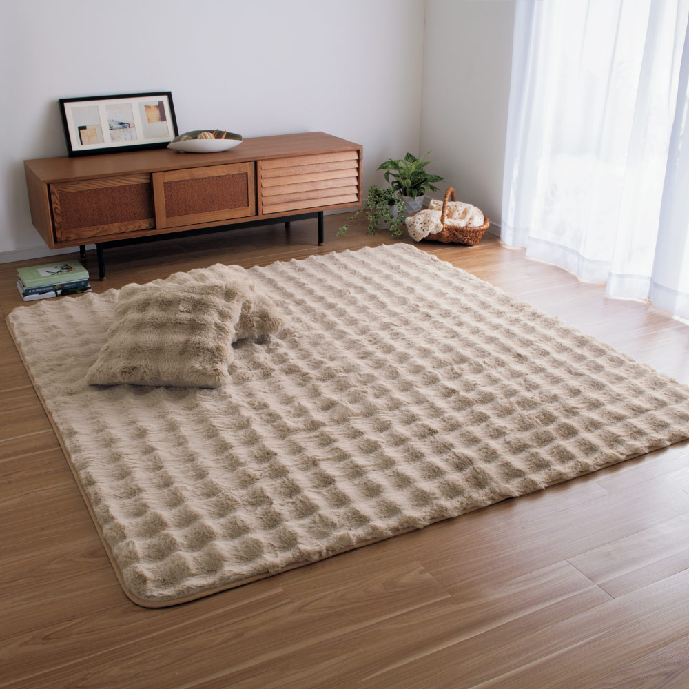 ≪約130×190cm≫ Lapin Luxe/ラパンリュクス はっ水ファー調ラグ ラグ 絨毯 カーペット マット 696538