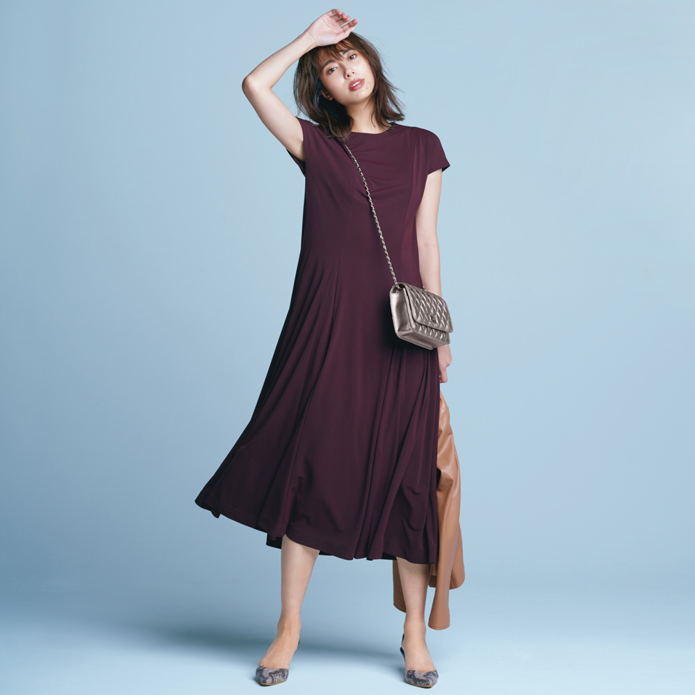 とろみジャージー Uvカット加工 美シルエットワンピース 通販 ディノス とろみジャージー Uvカット加工 美シルエットワンピース 通販 ディノス