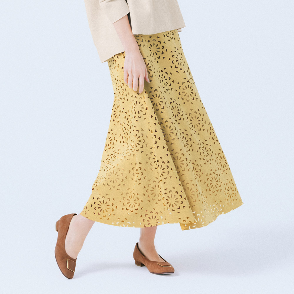 フェイクスエード カットワーク スカート 通販 ディノス