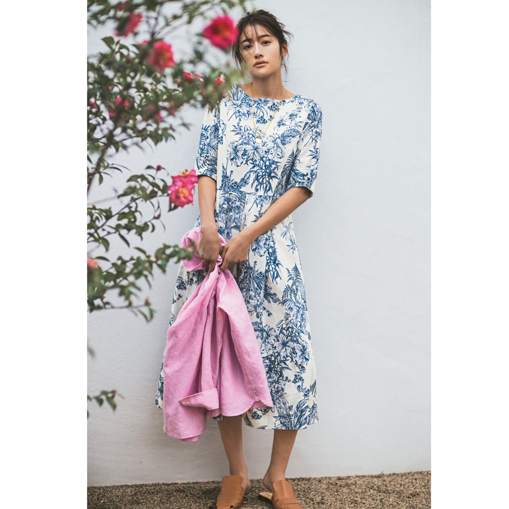 新入荷 50代 40代 動画掲載 ドレープ 30代 Lady 代 インスタグラム 幾何学プリント 七分袖ワンピース セレクトショップ レディースファッション Ninki Manten ワンピース