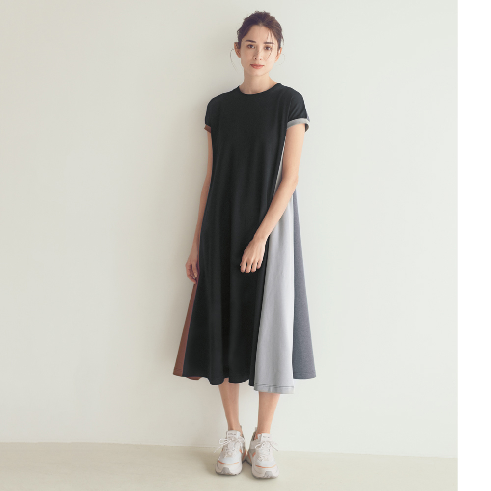 マシンウォッシャブル 配色ジャージーワンピース 通販 - ディノス