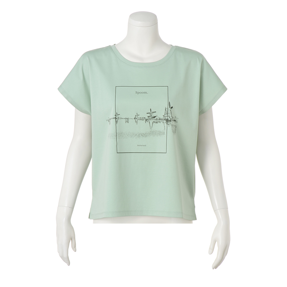 Spoom Holiday/スプームホリデイ 機能素材 シルケット加工 プリント Tシャツ トップス プリント 柄トップス 369602 Spoom Holiday/スプームホリデイ 機能素材 シルケット加工