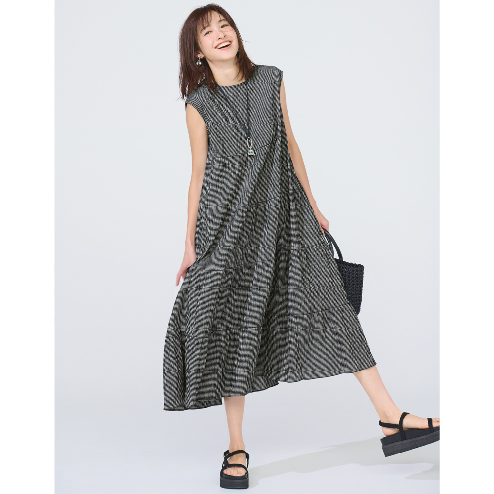 着用2回　アドーア　ロングワンピース　チェック 着用2回 アドーア ロングワンピース チェック - メルカリ