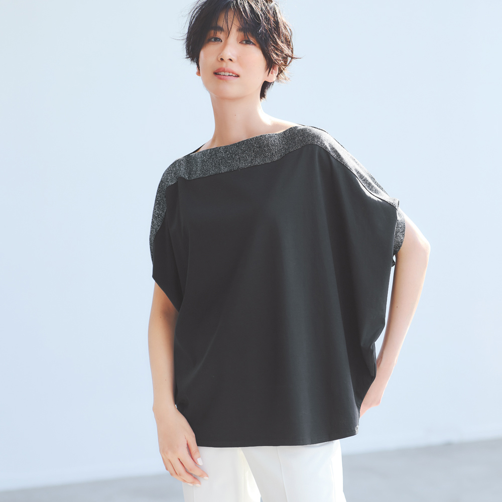 接触冷感 ニットテープ使い シルケットスムース Tシャツ トップス Tシャツ ポロシャツ 370703 接触冷感 ニットテープ使い シルケットスムース Tシャツ