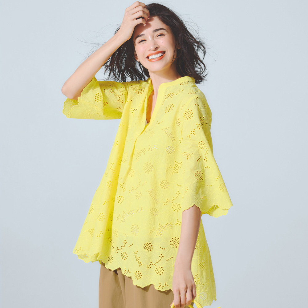 美品 M'S GRACY フラワー カットワーク チュニック オレンジ 38 美品 M'S GRACY フラワー カットワーク チュニック オレンジ 38