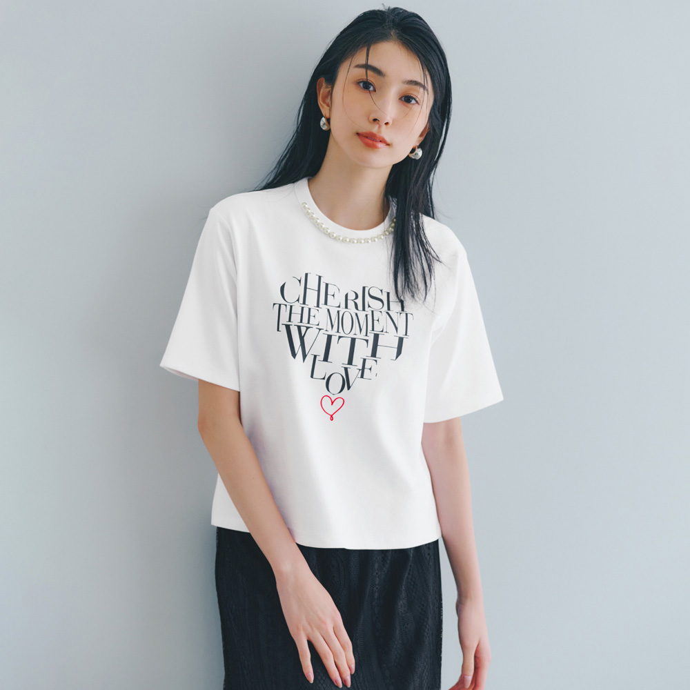 パールビーズ付き プリント プルオーバー プルオーバー シャツ ブラウス 101801