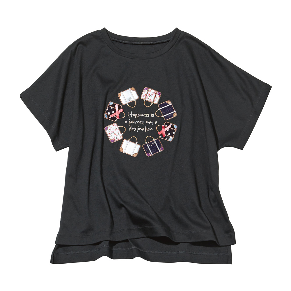 バッグモチーフ パッチワーク刺しゅう Tシャツ(日本製) Tシャツ カットソー 101802