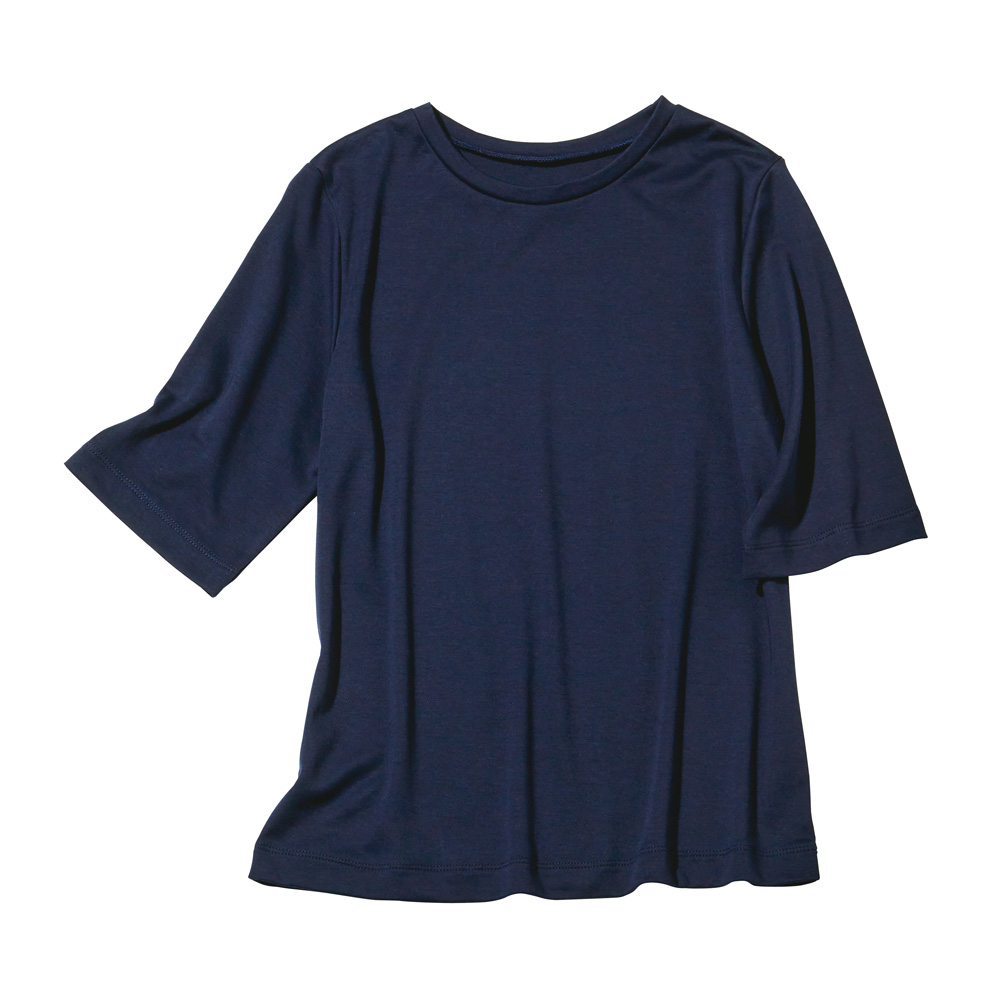 コスメプラス(R)加工 5分袖 クルーネック Tシャツ(日本製) 機能性ウェア インナー 雑貨 102502