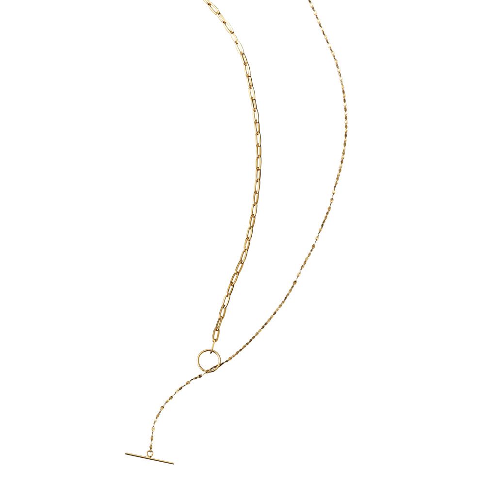 K10 クリップ・ペタル チェーン マンテルネックレス（60cm） ゴールド製 ジュエリー アクセサリー 100703