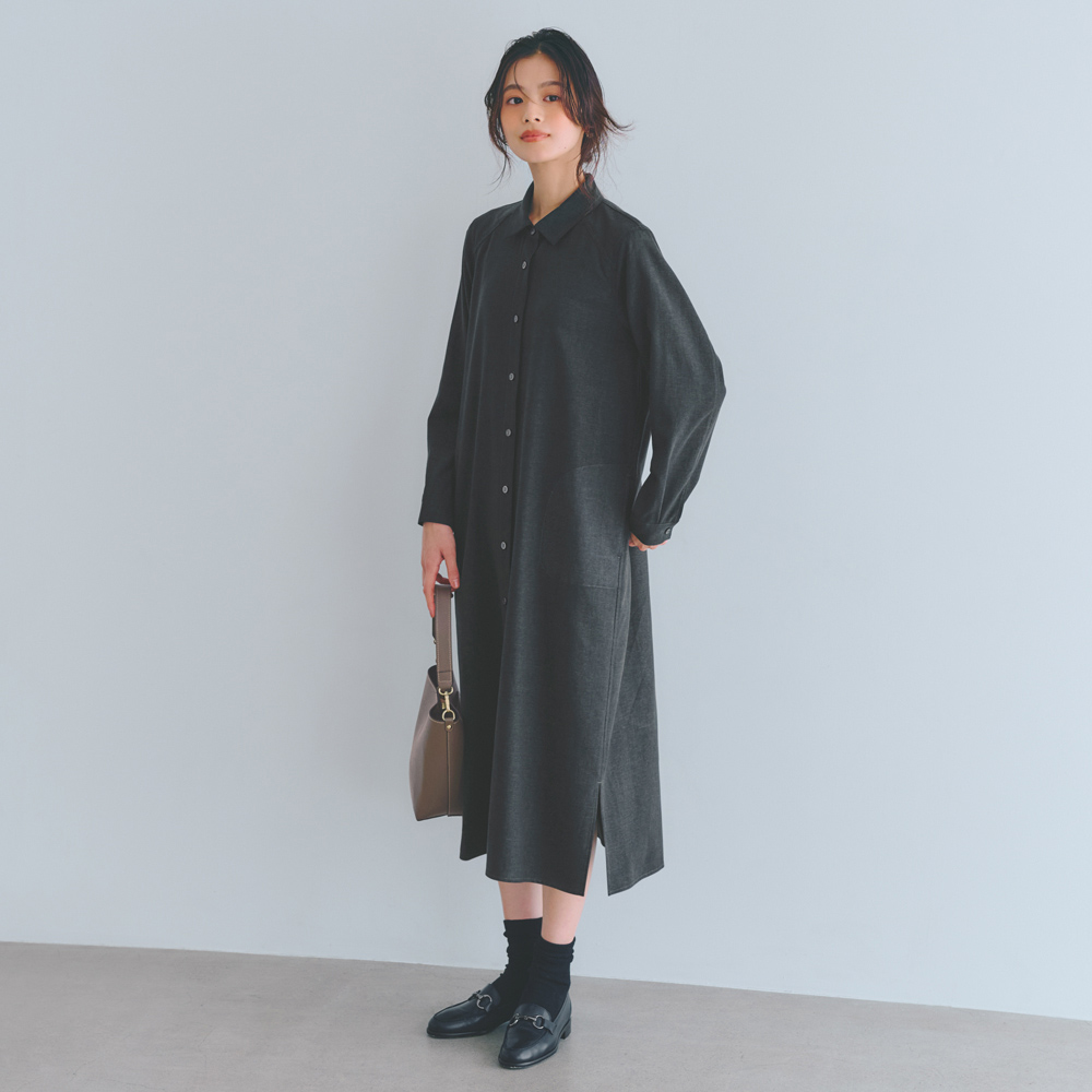 セルロースカポック シャツワンピース サステナブル 101901