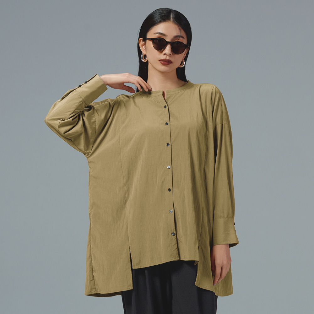 バンドカラー シャツチュニック シャツ ブラウス 102101