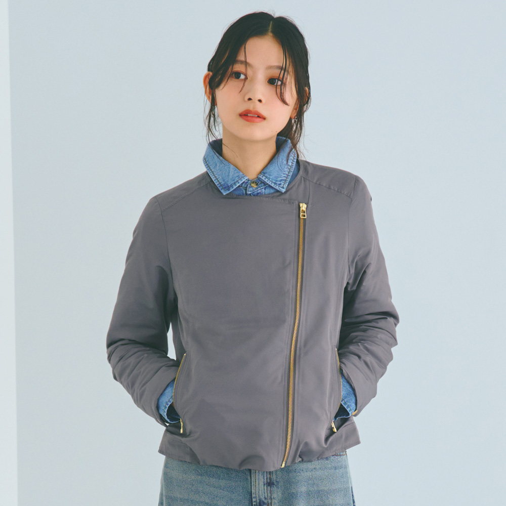 ノーカラー ライダース ダウンジャケット ノーカラージャケット ジャケット 102401