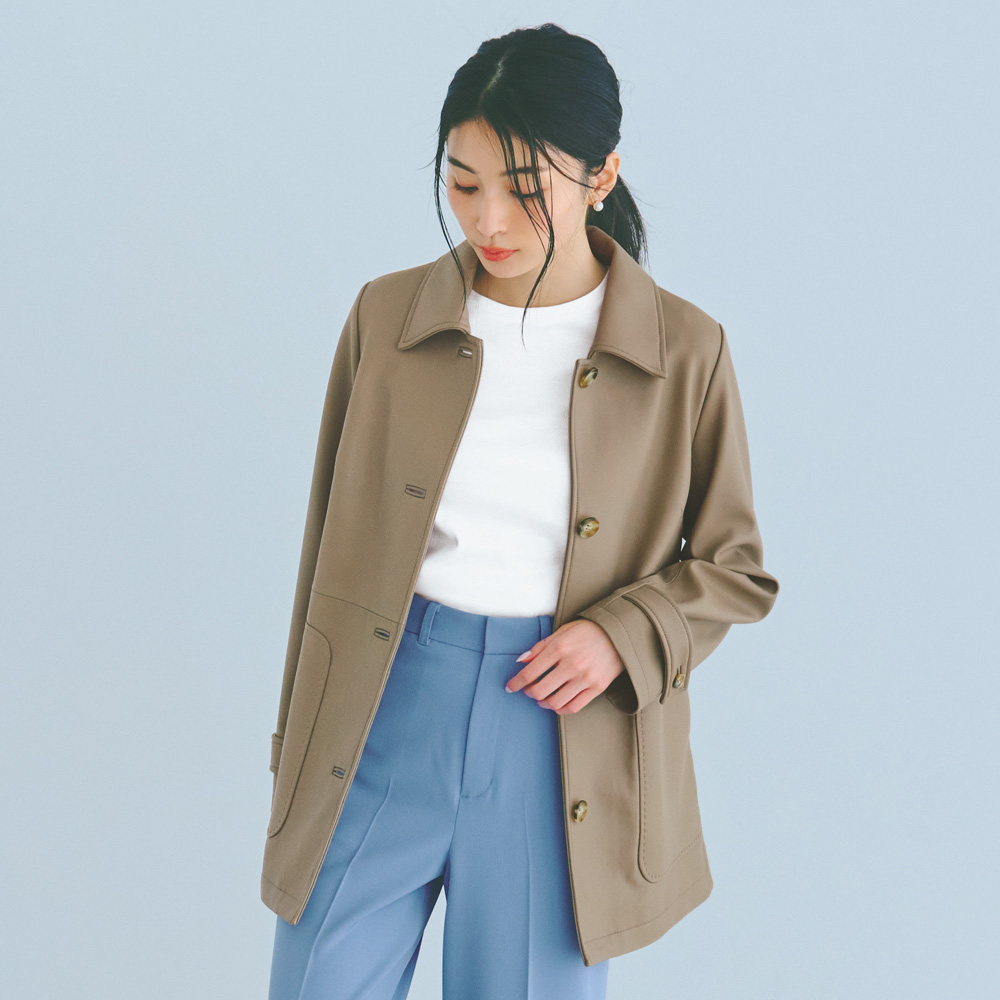 ハイブリッドレザー ハーフコート レザーコート コート 102501